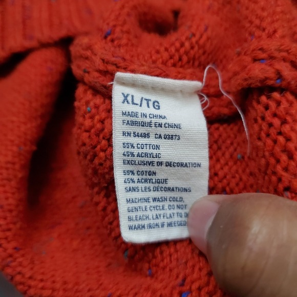 American Eagle Men Sweater XL Orange Logo Athletic Fit Elbow Pad Pullover Casual - Picture 8 of 8
